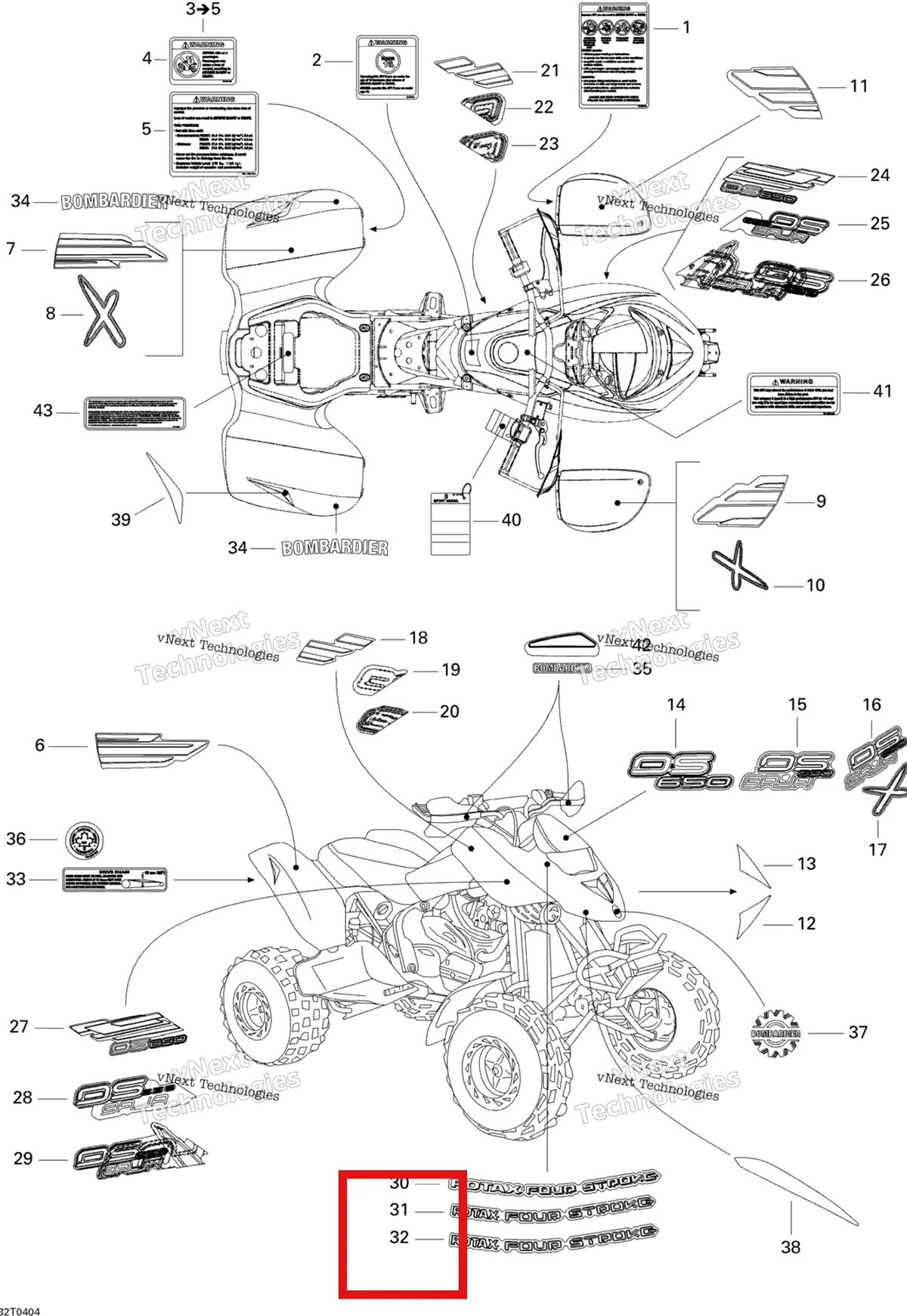 Деталь 704900669 на схеме узла 2004 Can-Am DS 650/DS 650 Baja/X Decals