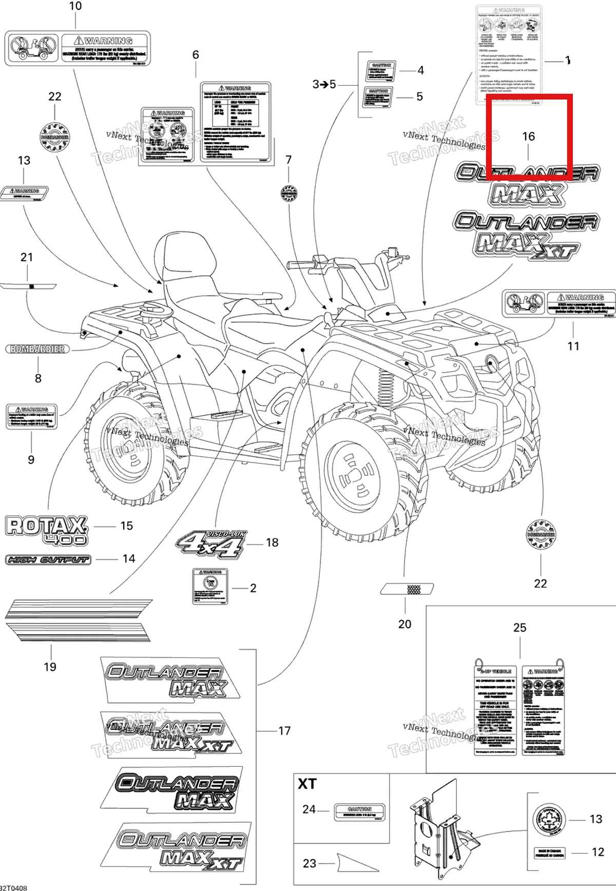 Деталь 704900677 на схеме узла 2004 Can-Am Outlander MAX 400 Decals