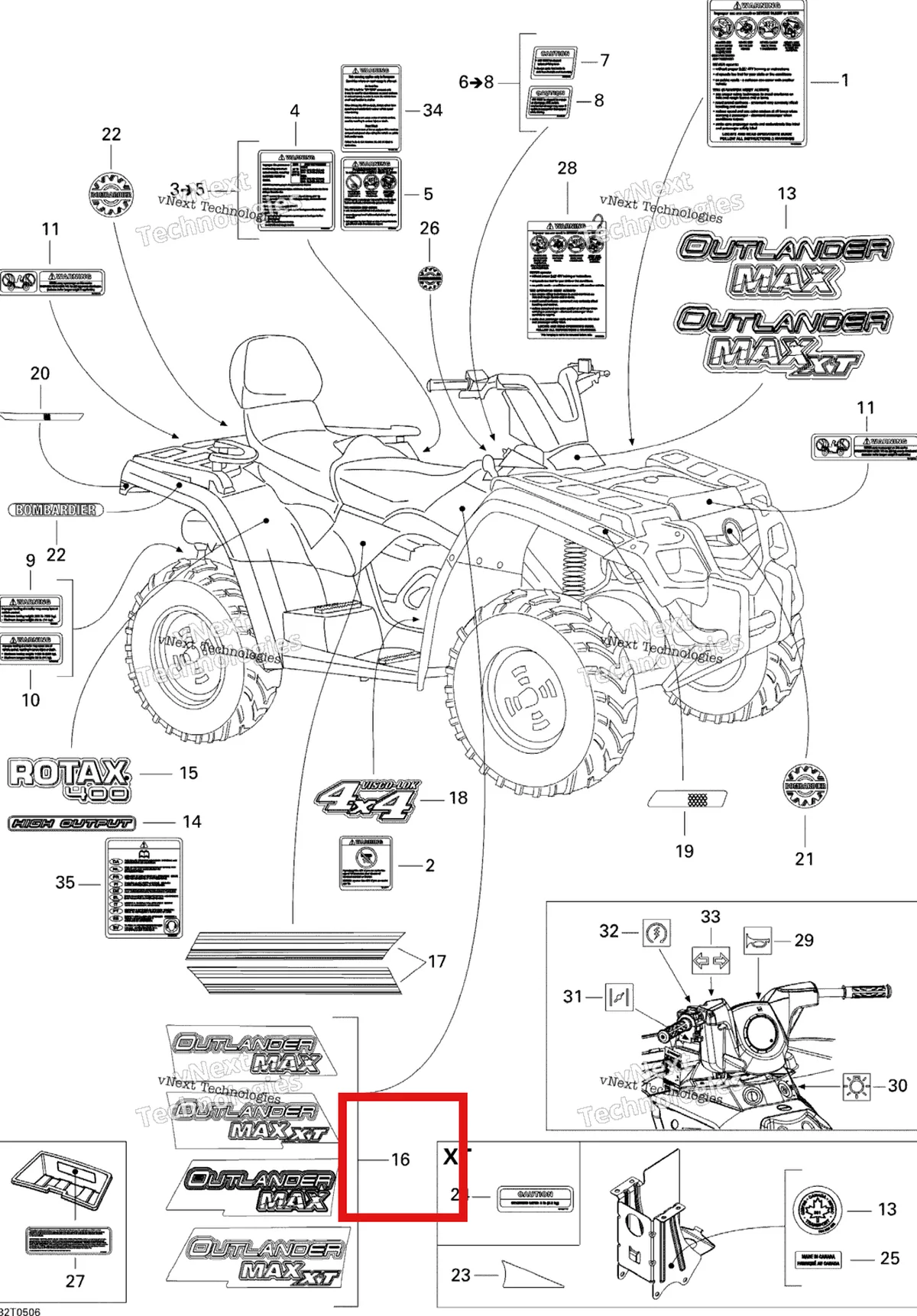 Деталь 704900690 на схеме узла 2005 Can-Am Outlander MAX 400 Decals