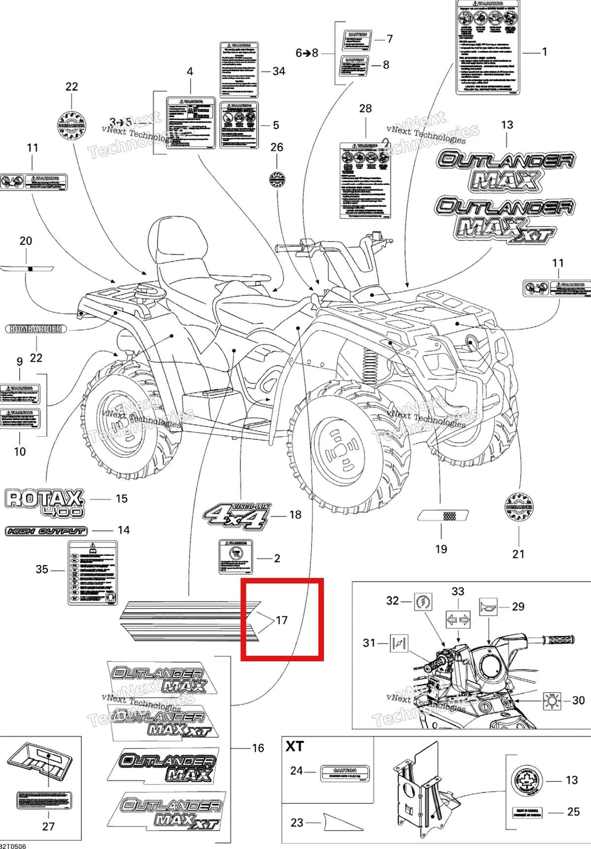 Деталь 704900697 на схеме узла 2005 Can-Am Outlander MAX 400 Decals