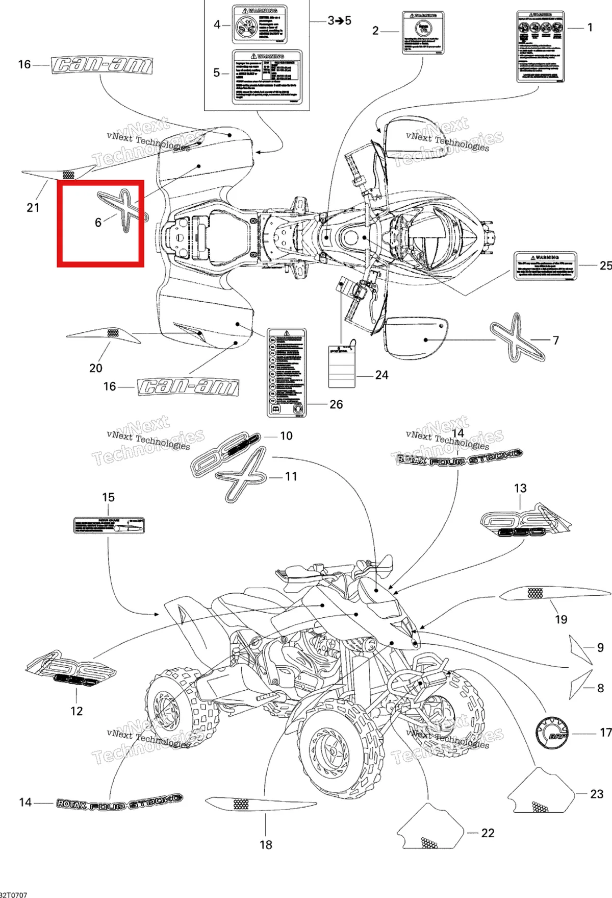Деталь 704900787 на схеме узла 2007 Can-Am DS 650 X Decals