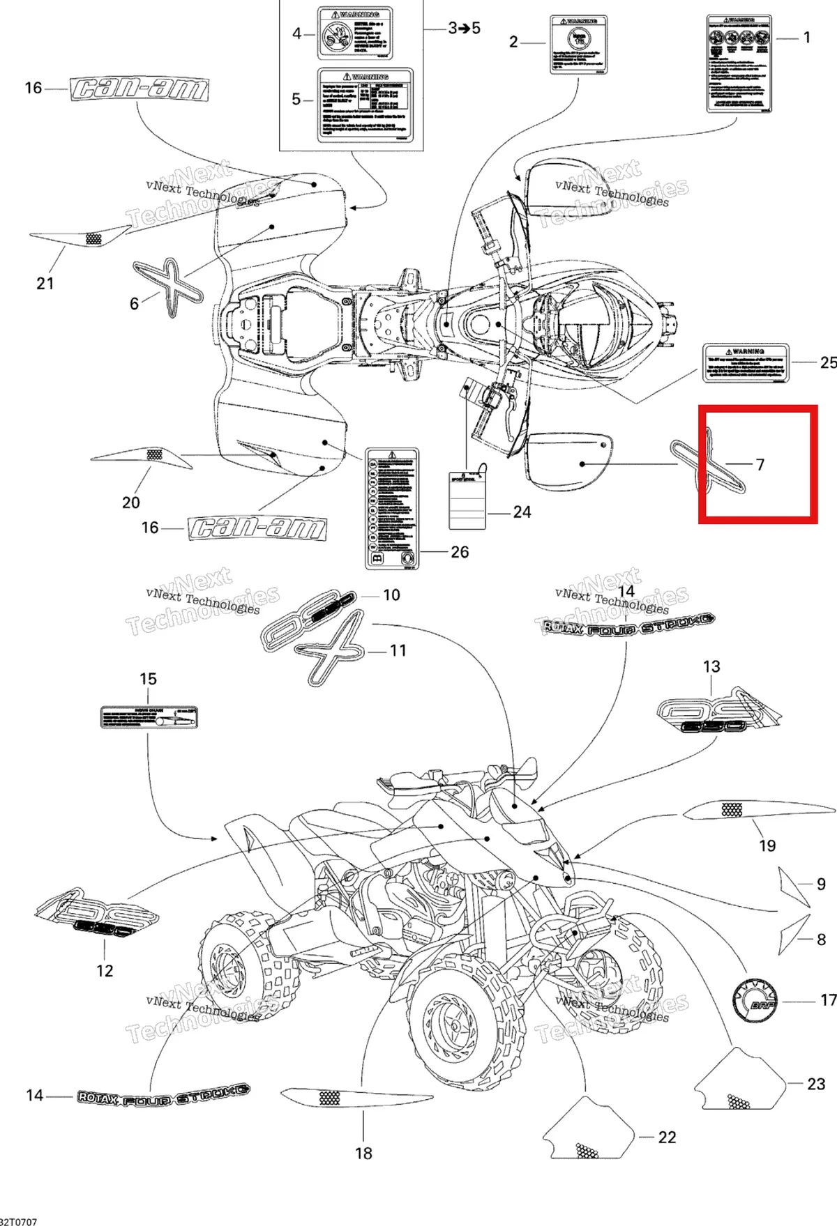 Деталь 704900788 на схеме узла 2007 Can-Am DS 650 X Decals