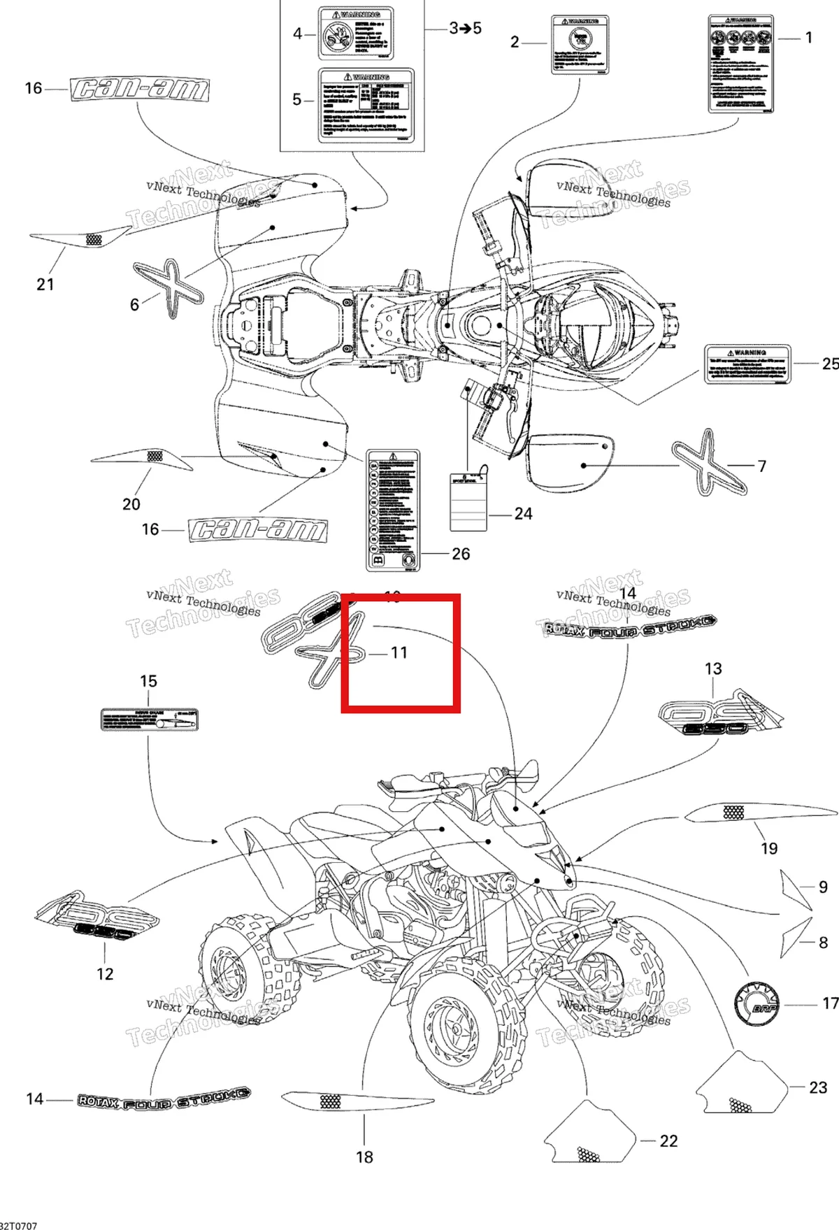 Деталь 704900792 на схеме узла 2007 Can-Am DS 650 X Decals