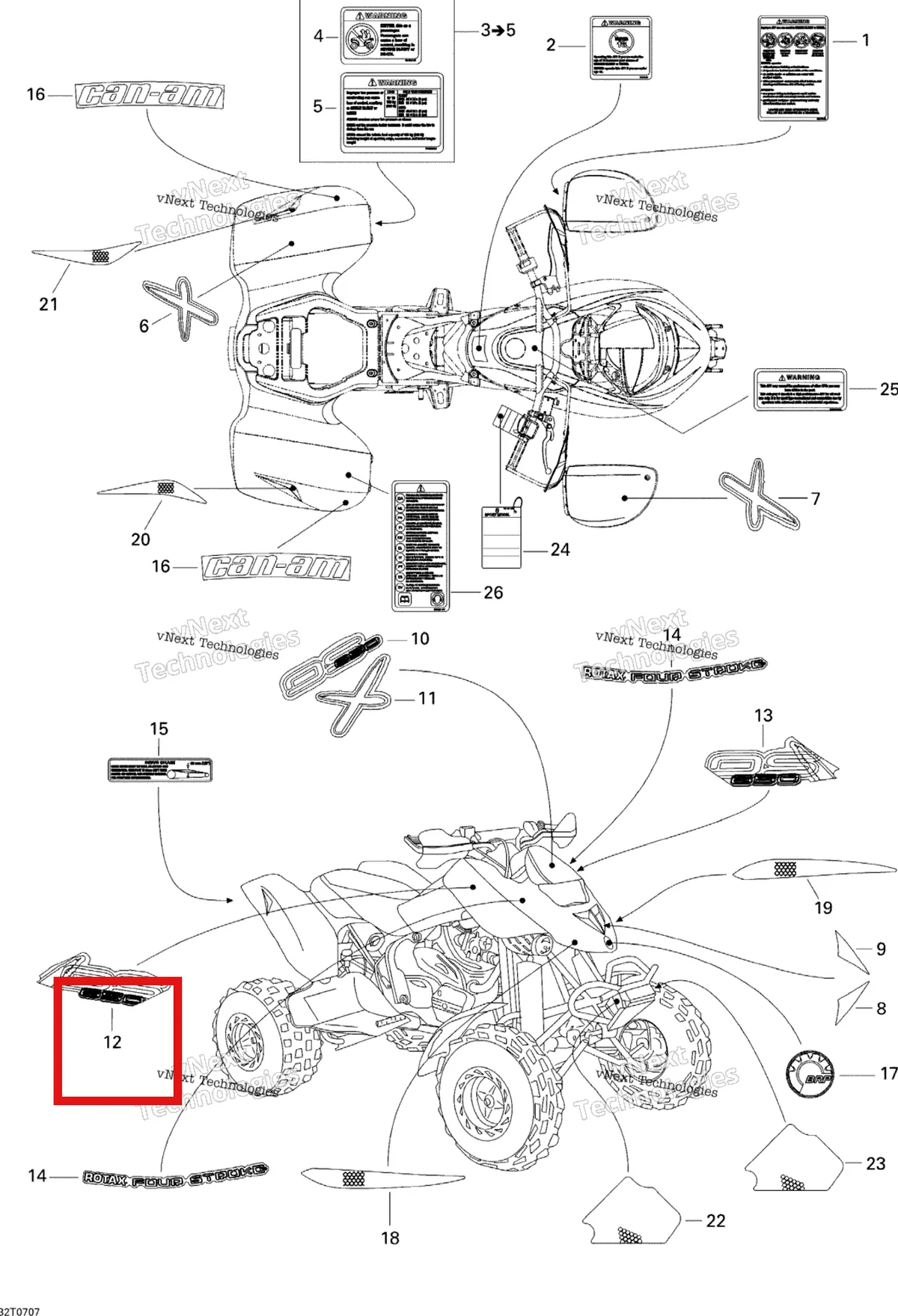 Деталь 704900793 на схеме узла 2007 Can-Am DS 650 X Decals