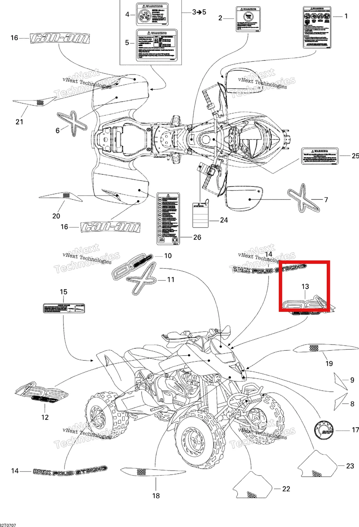 Деталь 704900794 на схеме узла 2007 Can-Am DS 650 X Decals