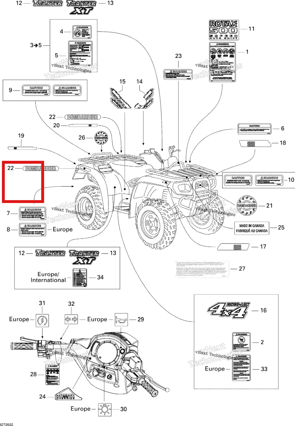 Деталь 704900796 на схеме узла 2005 Can-Am Traxter XT Decals