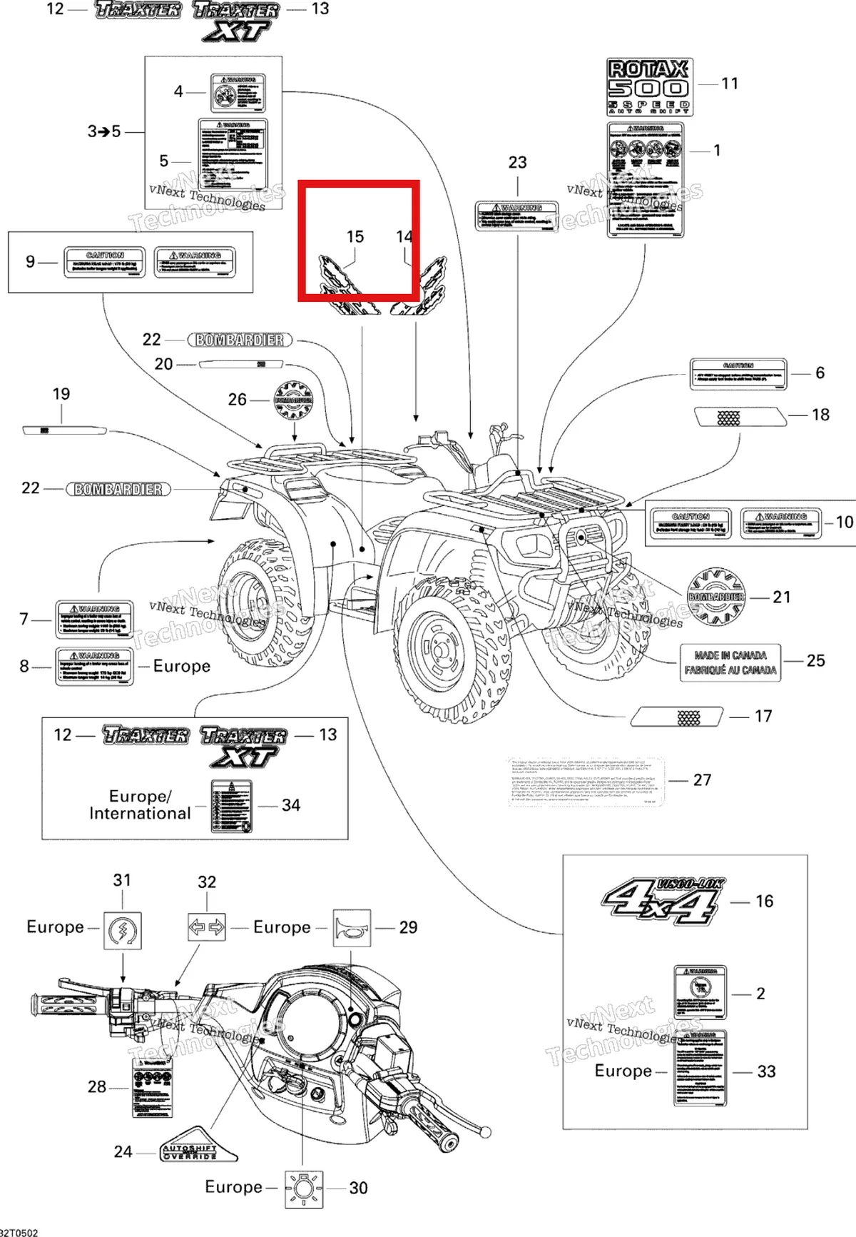 Деталь 704900819 на схеме узла 2005 Can-Am Traxter 5 Speed Decals