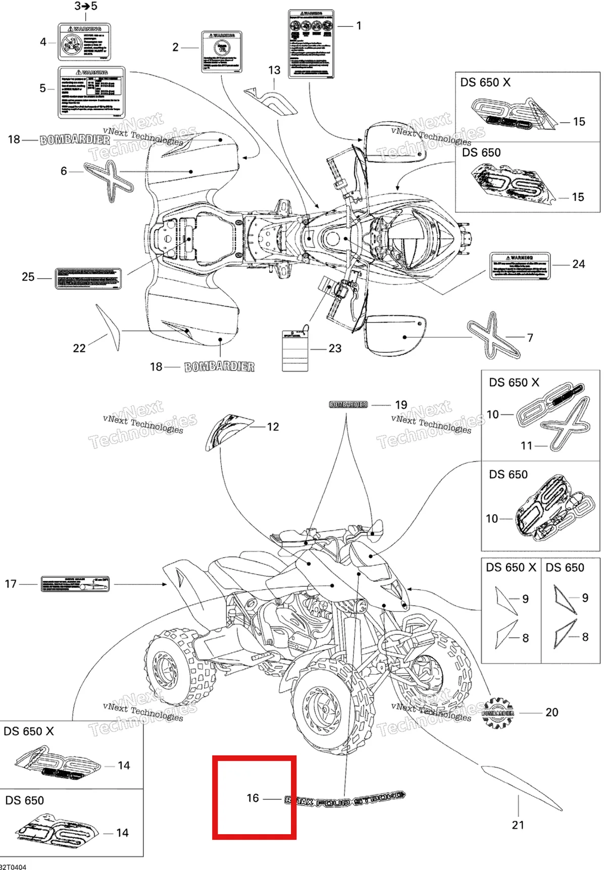 Деталь 704900839 на схеме узла 2005 Can-Am DS 650/DS 650 X Decals