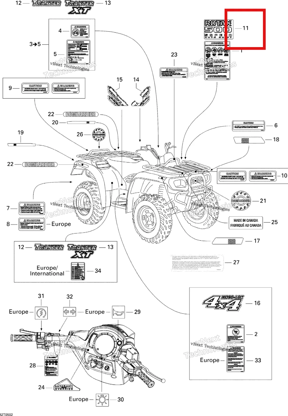 Деталь 704900868 на схеме узла 2005 Can-Am Traxter 5 Speed Decals
