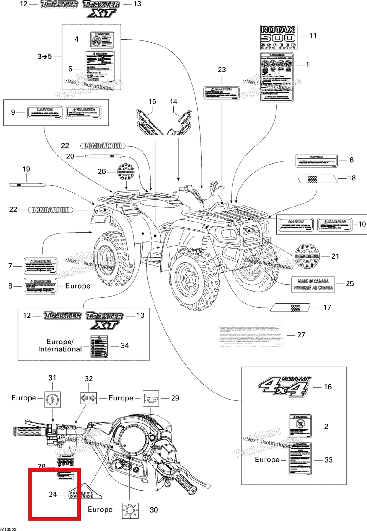 Деталь 704900897 на схеме узла 2005 Can-Am Traxter 5 Speed Decals