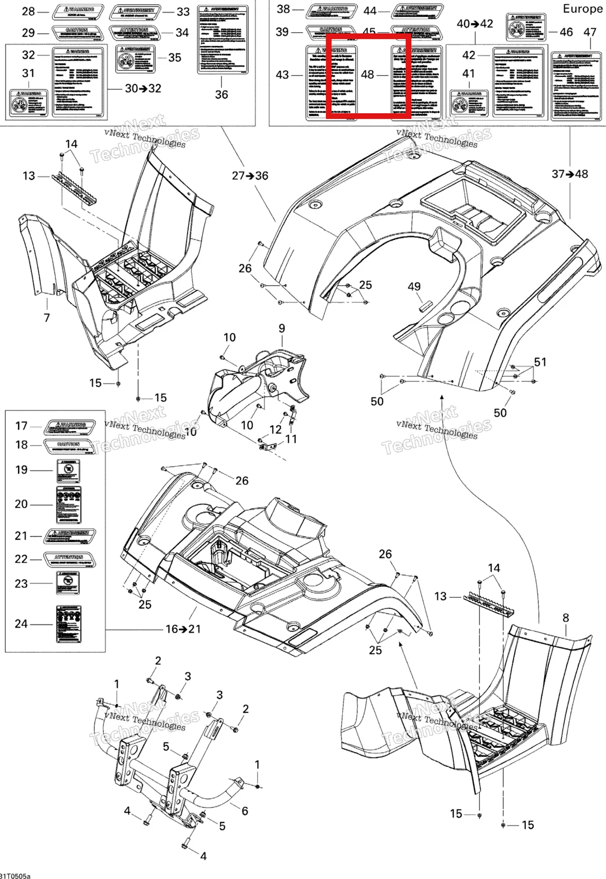 Деталь 704900911 на схеме узла 2005 Can-Am Outlander 330/400 STD 2 X 4 Body And Accessories 1