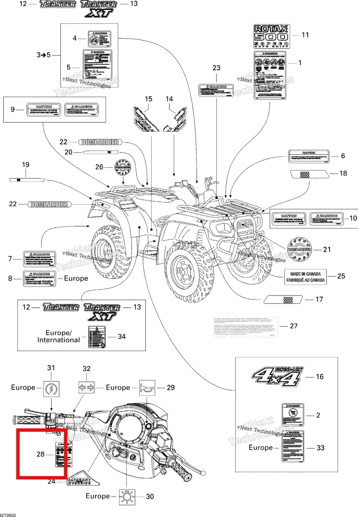 Деталь 704900928 на схеме узла 2005 Can-Am Traxter 5 Speed Decals