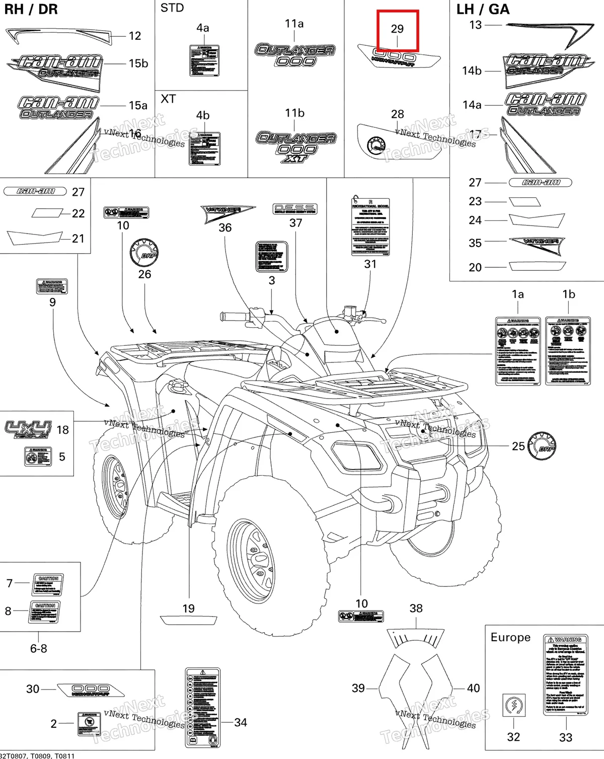 Деталь 704900964 на схеме узла 2008 Can-Am Outlander 800 STD Decals Std