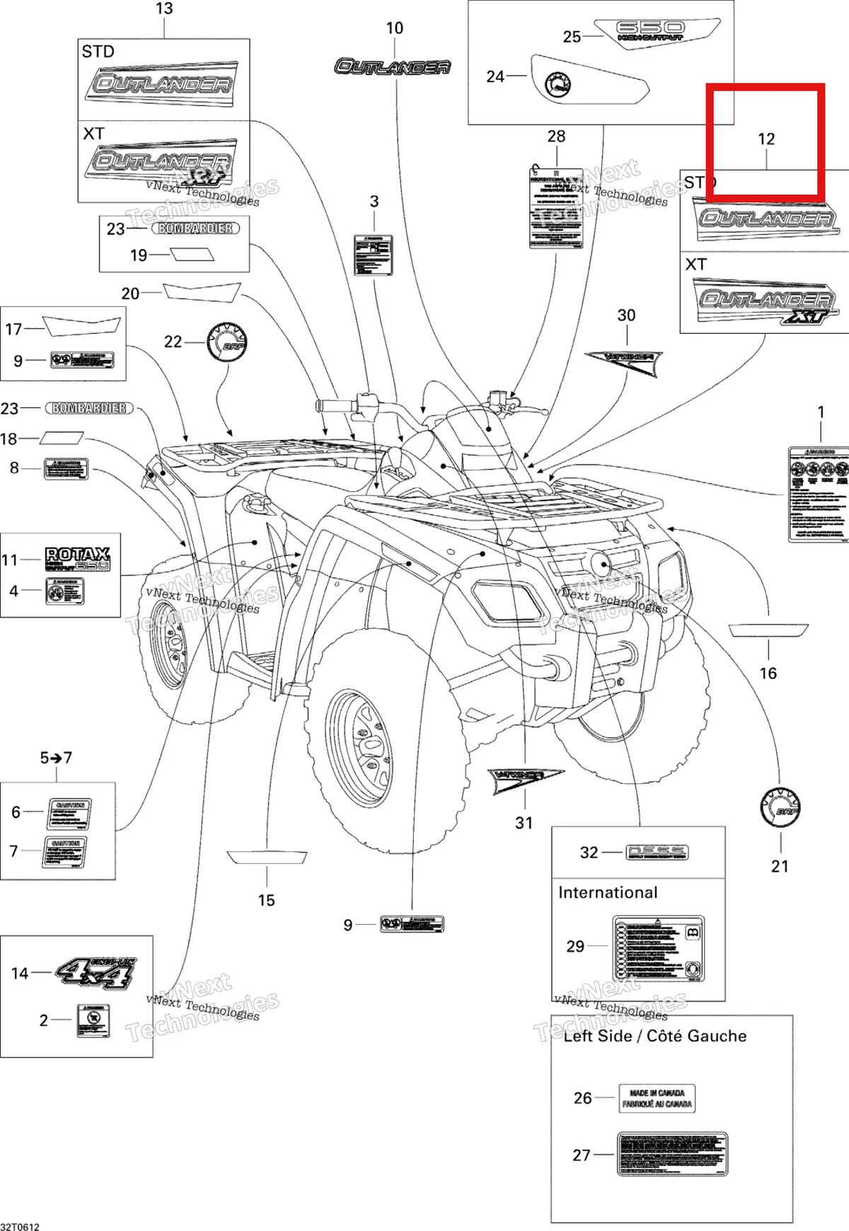Деталь 704901037 на схеме узла 2006 Can-Am Outlander 650 STD 4 X 4 Decals Std