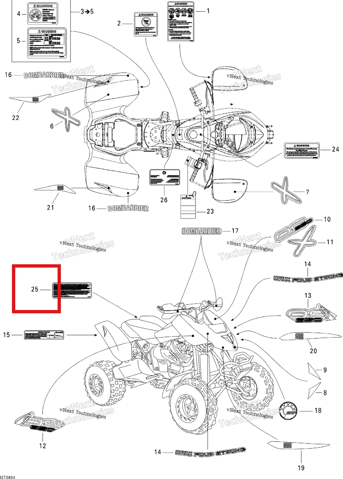 Деталь 704901098 на схеме узла 2006 Can-Am DS 650 X Decals