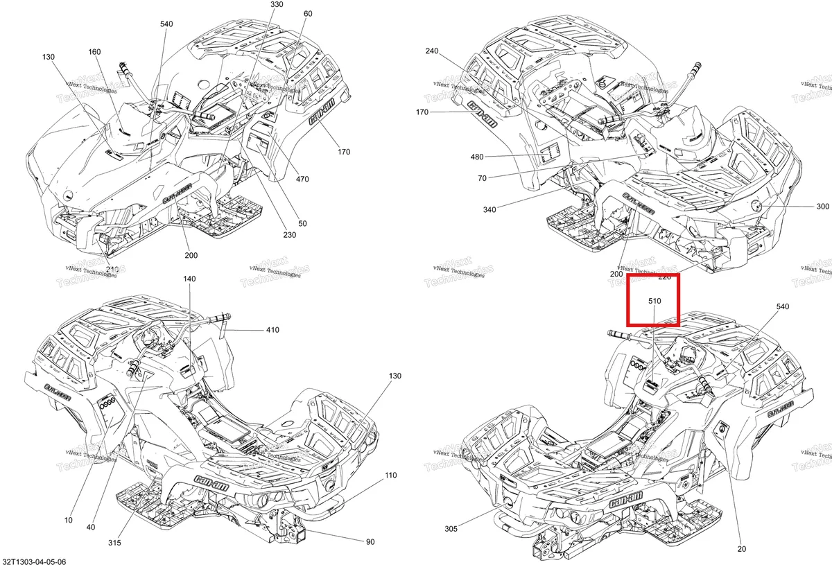 Деталь 704901117 на схеме узла 2013 Can-Am OUTLANDER 1000EFI, DPS, XT & XT-P Decals