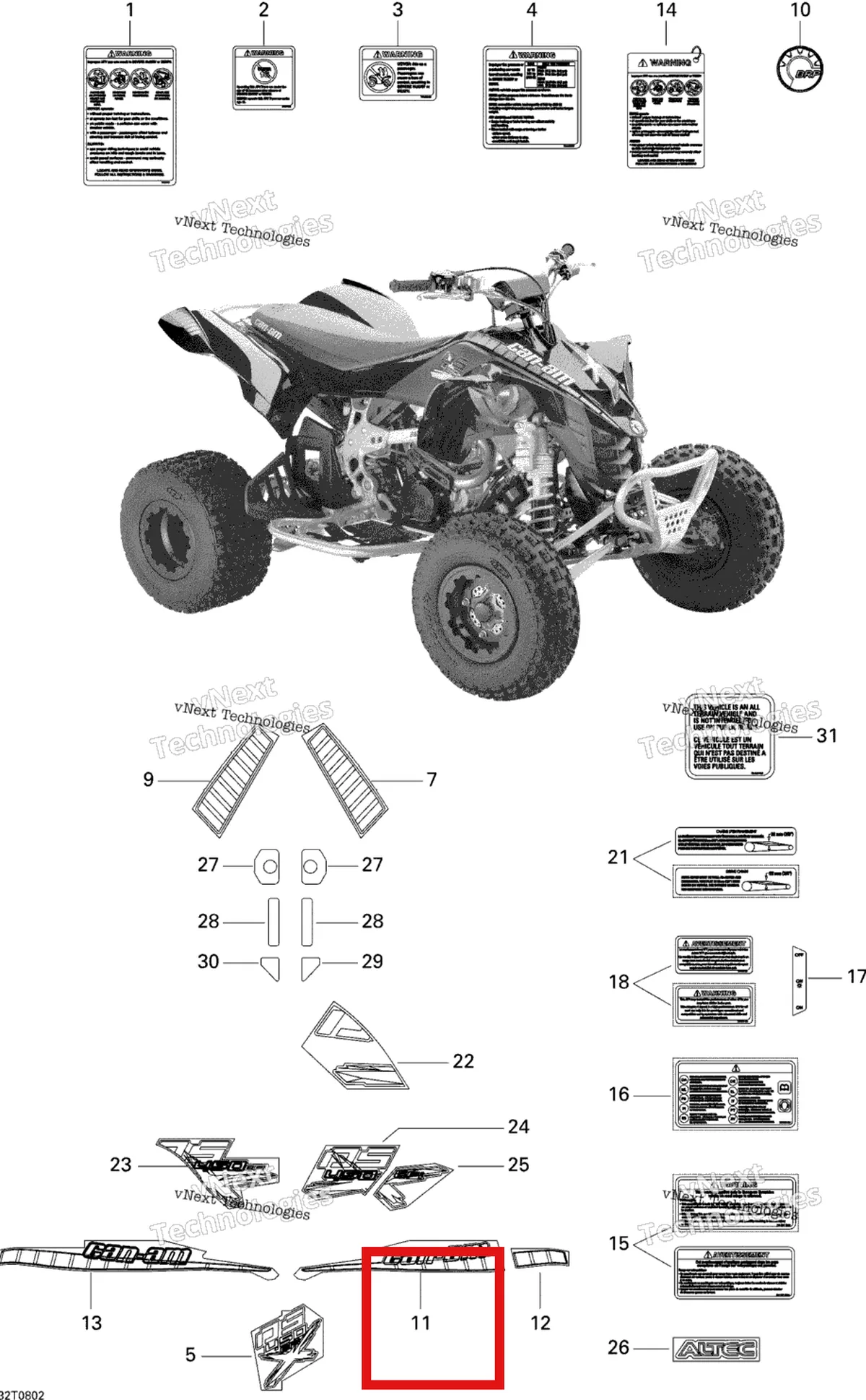 Деталь 704901132 на схеме узла 2008 Can-Am DS 450 X Decals