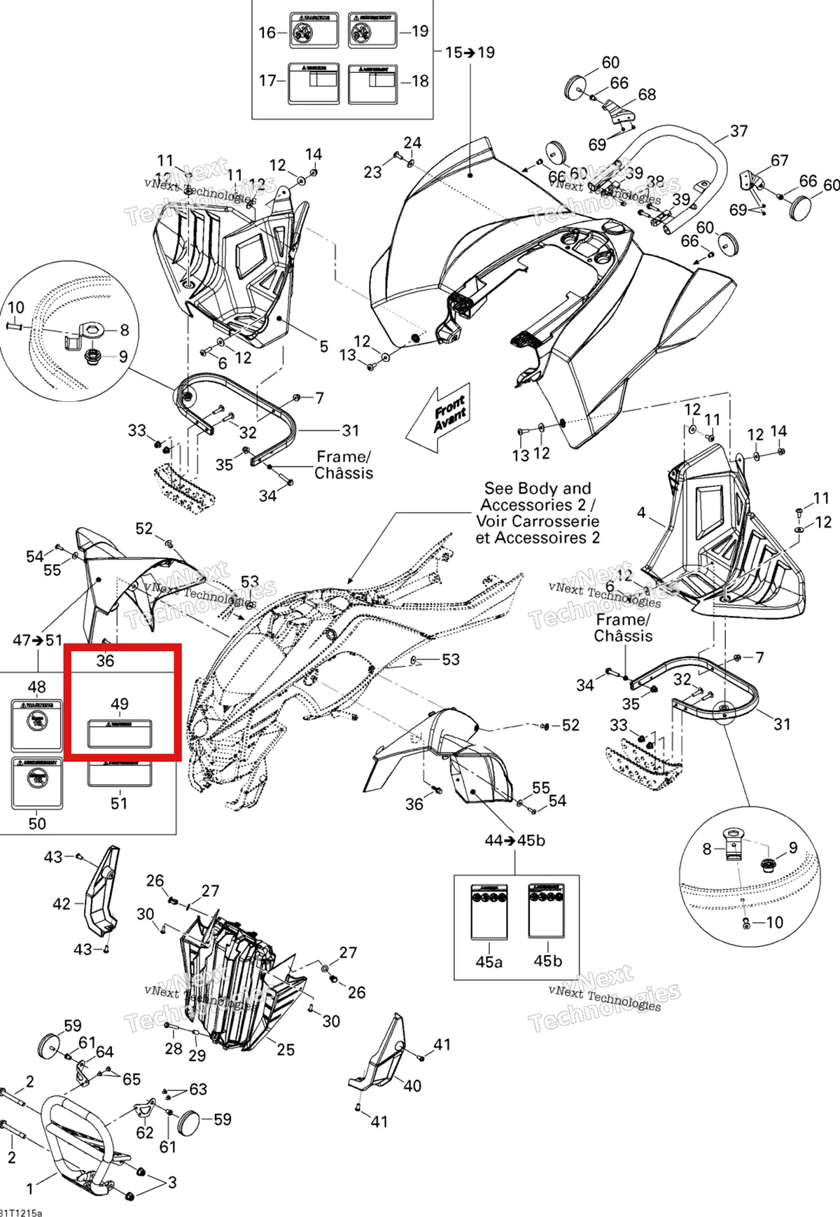 Деталь 704901133 на схеме узла 2015 Can-Am DS 450EFI STD Body And Accessories 1