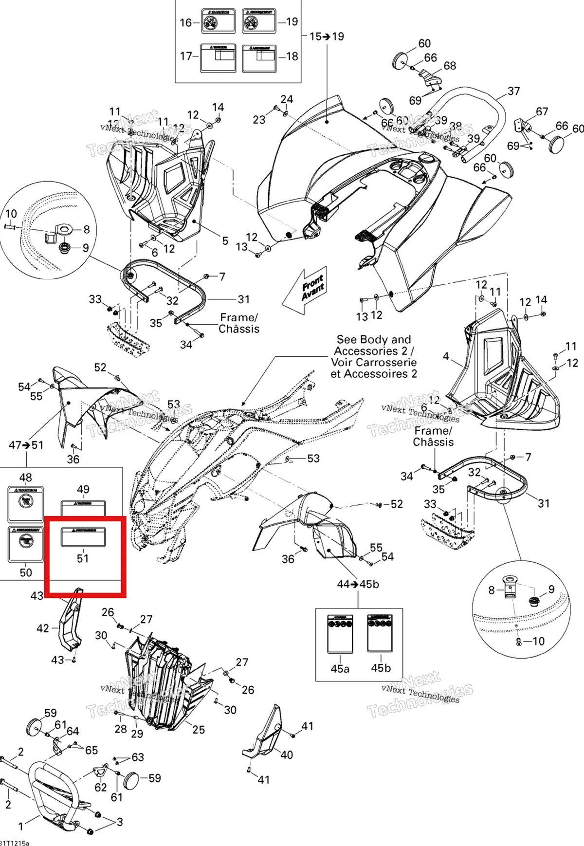 Деталь 704901135 на схеме узла 2015 Can-Am DS 450EFI STD Body And Accessories 1