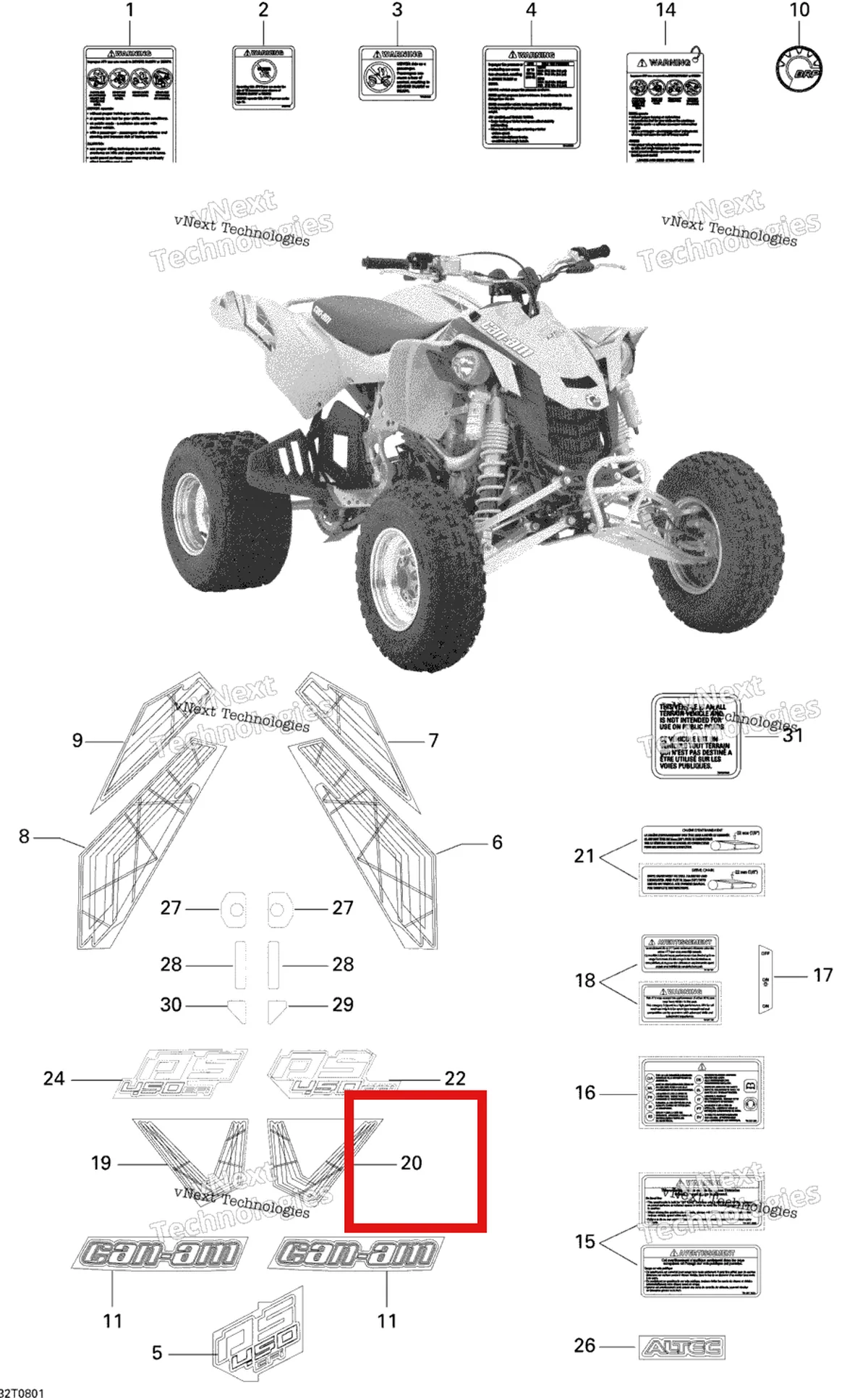 Деталь 704901145 на схеме узла 2008 Can-Am DS 450 Decals
