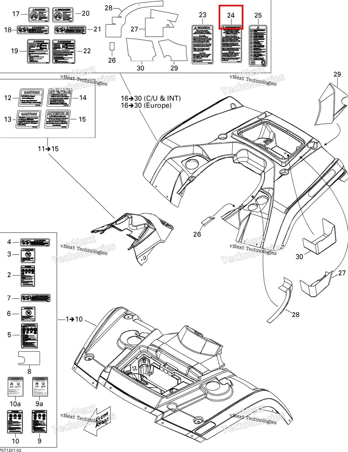 Деталь 704901158 на схеме узла 2013 Can-Am OUTLANDER MAX STD, XT, 400 EFI Fender And Central Panel Kit