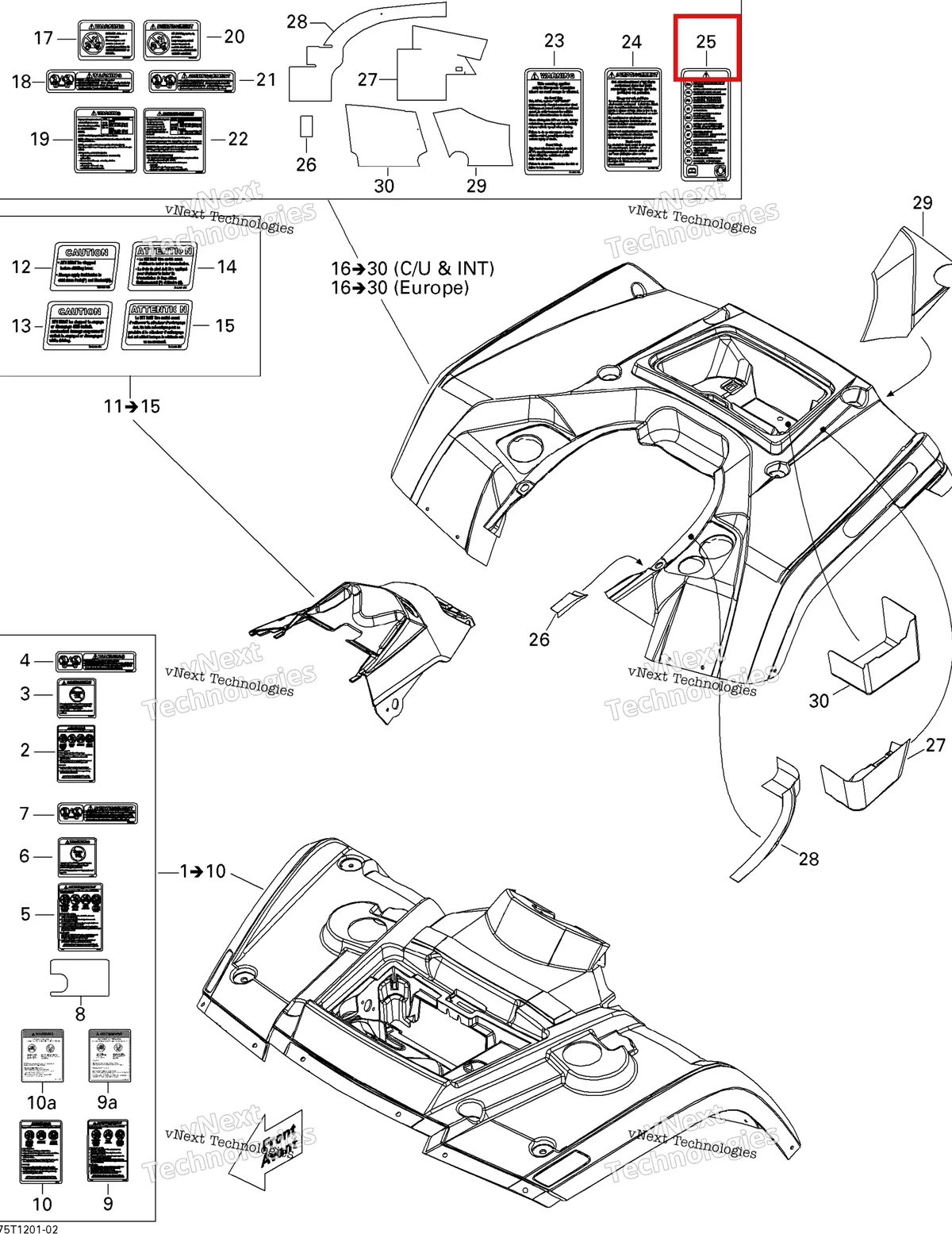Деталь 704901177 на схеме узла 2013 Can-Am OUTLANDER MAX STD, XT, 400 EFI Fender And Central Panel Kit
