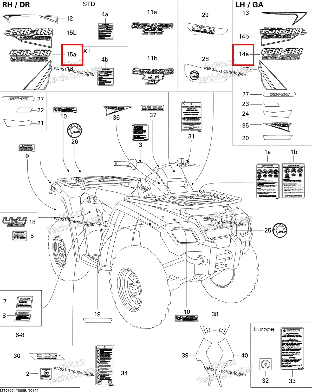 Деталь 704901216 на схеме узла 2008 Can-Am Outlander 500 STD Decals Std