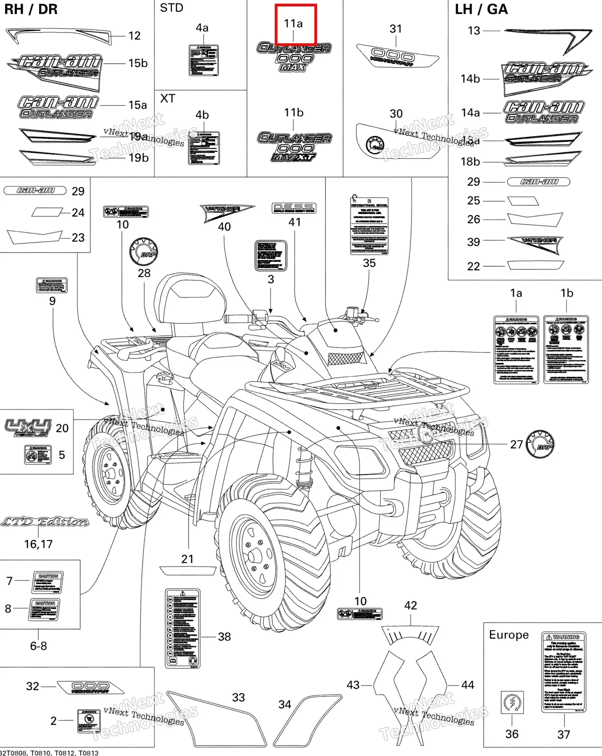 Деталь 704901234 на схеме узла 2008 Can-Am Outlander MAX 800 STD Decals Std
