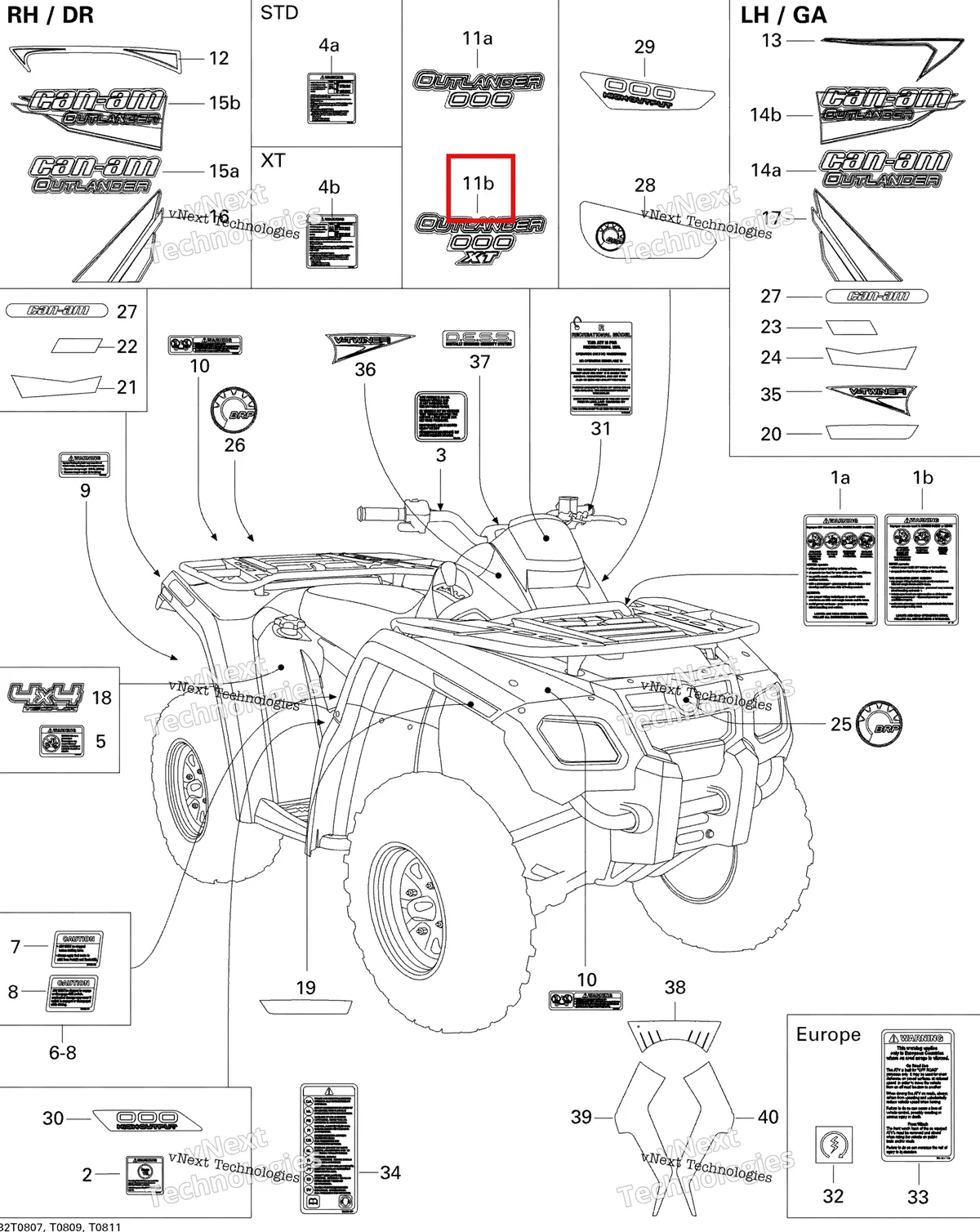 Деталь 704901236 на схеме узла 2008 Can-Am Outlander 650 XT Decals Xt