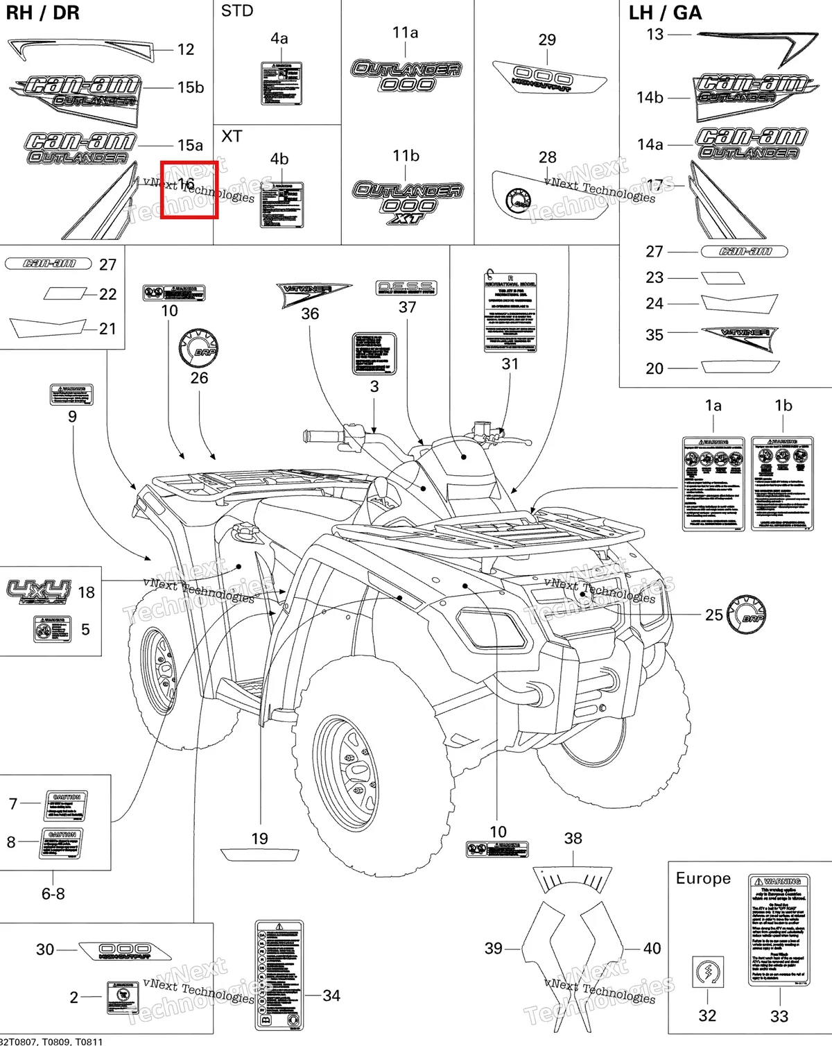 Деталь 704901238 на схеме узла 2008 Can-Am Outlander 500 STD Decals Std