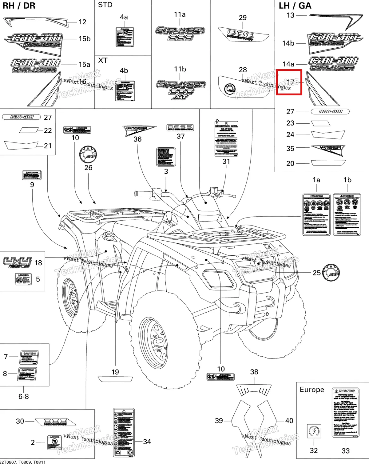Деталь 704901239 на схеме узла 2008 Can-Am Outlander 500 STD Decals Std