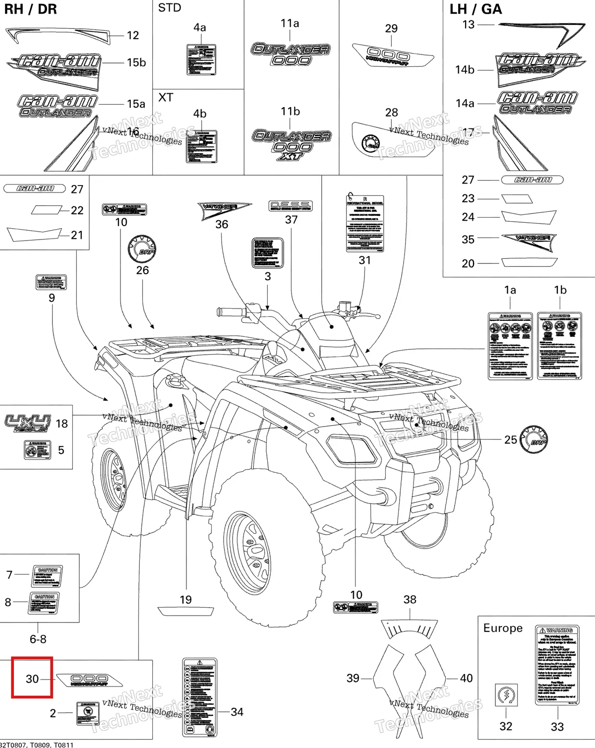 Деталь 704901241 на схеме узла 2008 Can-Am Outlander 650 STD Decals Std