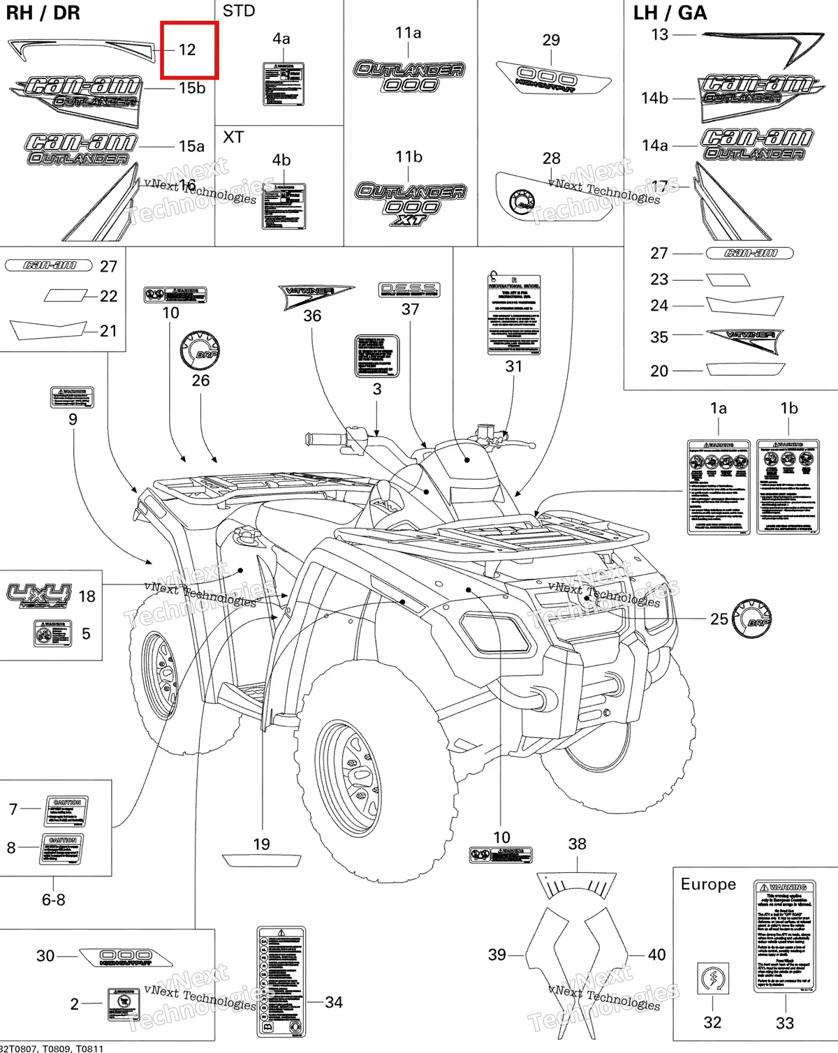Деталь 704901243 на схеме узла 2008 Can-Am Outlander 500 STD Decals Std