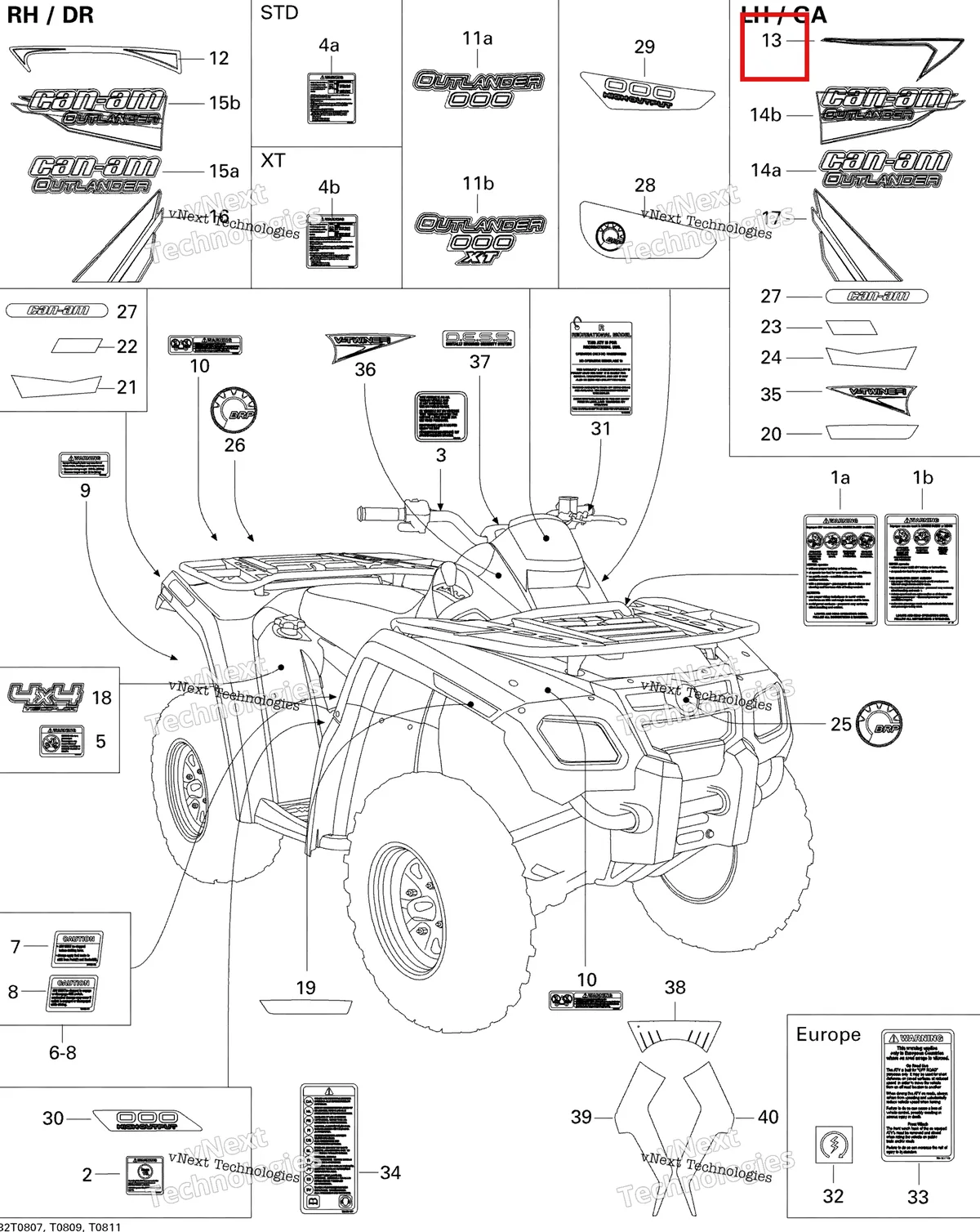 Деталь 704901244 на схеме узла 2008 Can-Am Outlander 500 STD Decals Std