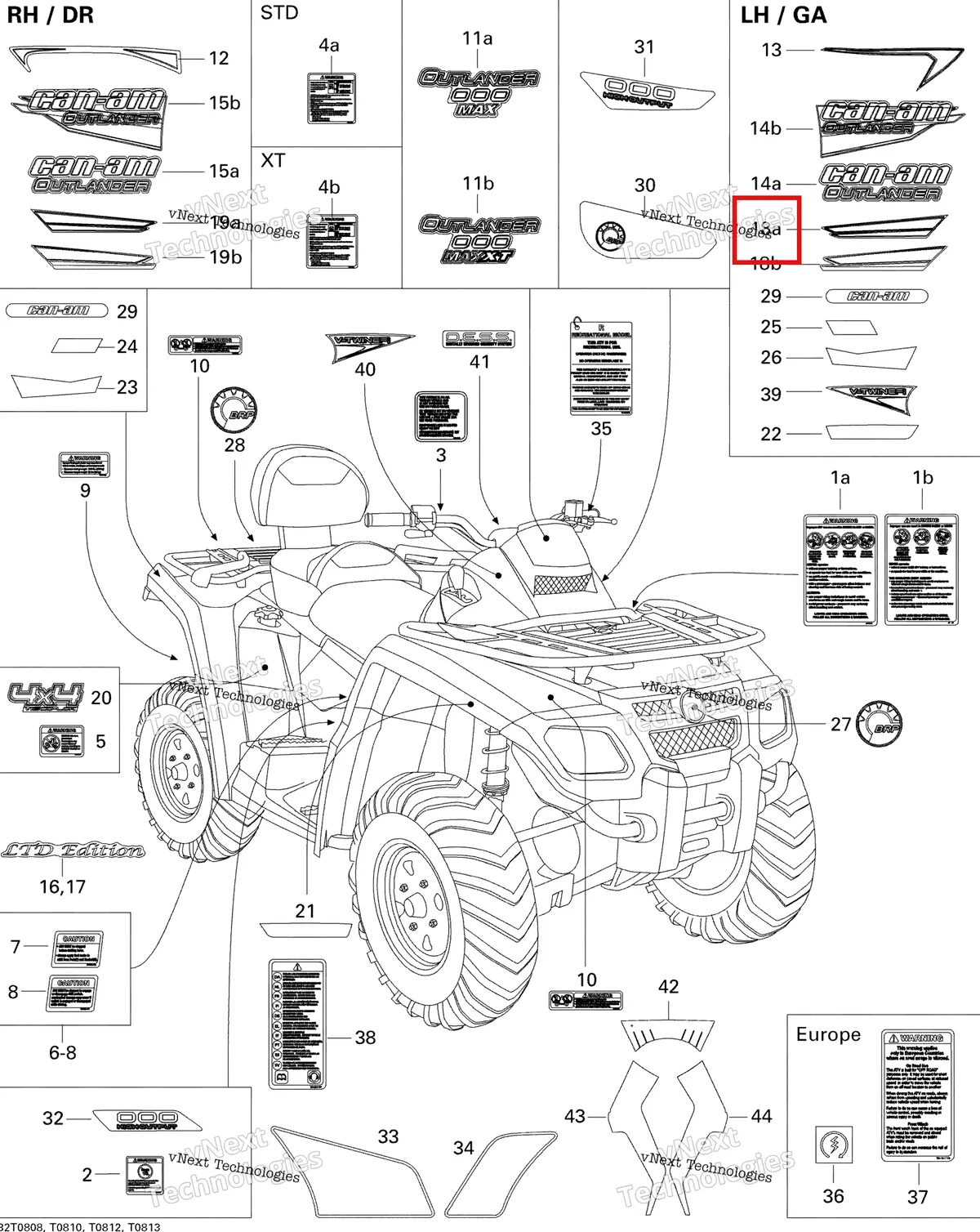Деталь 704901249 на схеме узла 2008 Can-Am Outlander MAX 500 STD Decals Std