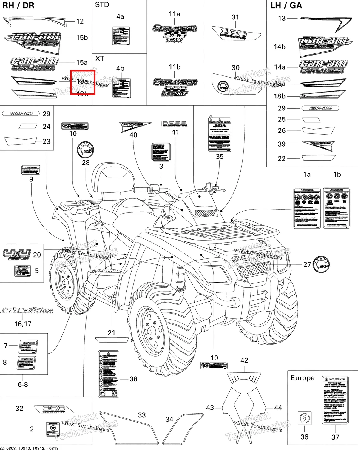 Деталь 704901250 на схеме узла 2008 Can-Am Outlander MAX 500 STD Decals Std