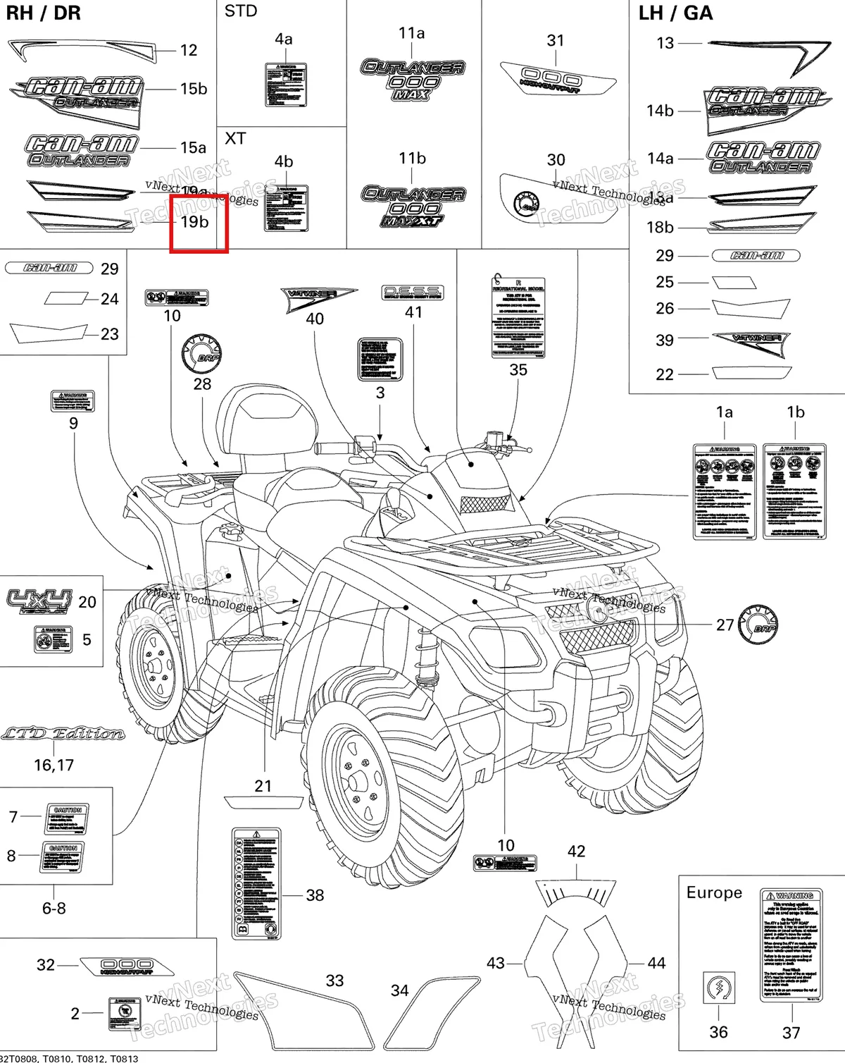 Деталь 704901251 на схеме узла 2008 Can-Am Outlander MAX 800 LTD Decals