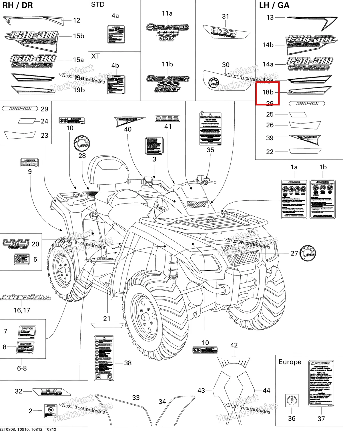 Деталь 704901252 на схеме узла 2008 Can-Am Outlander MAX 800 LTD Decals