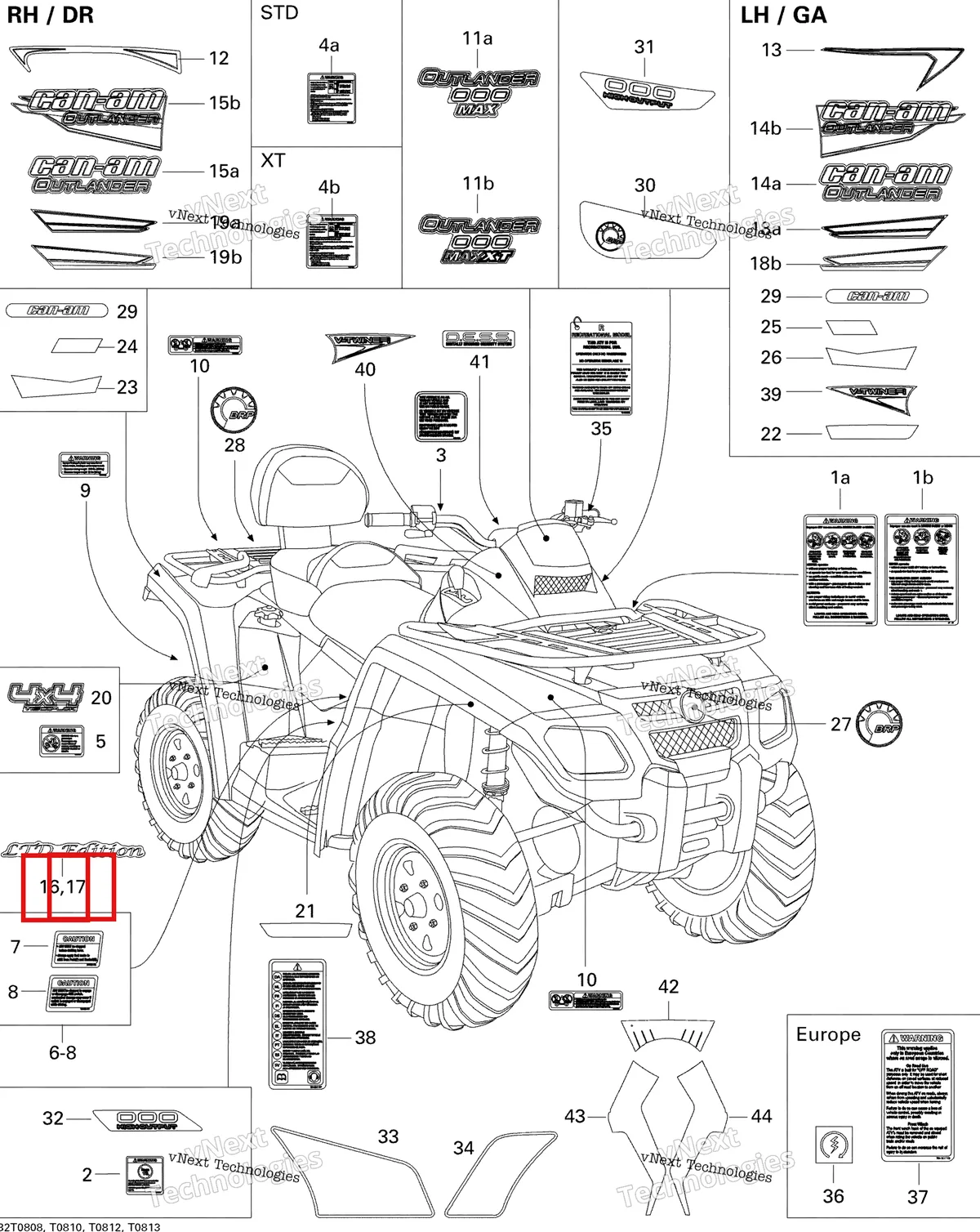 Деталь 704901255 на схеме узла 2008 Can-Am Outlander MAX 800 LTD Decals