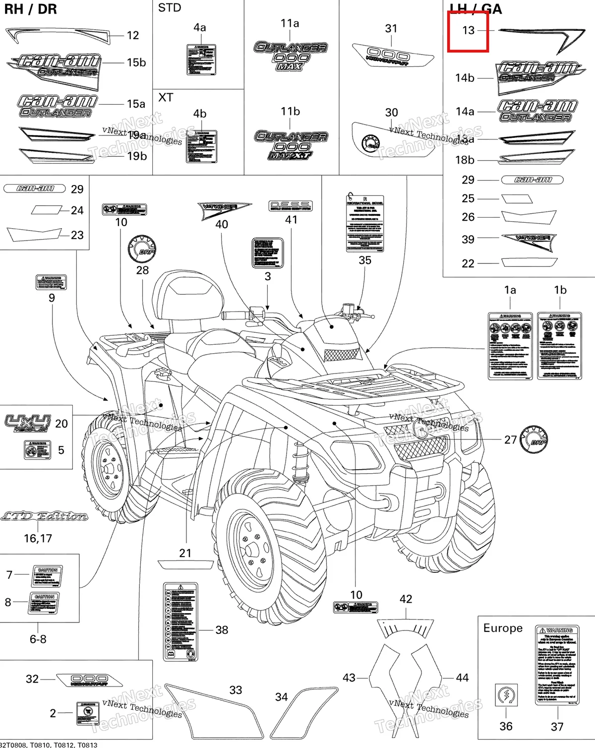 Деталь 704901256 на схеме узла 2008 Can-Am Outlander MAX 800 LTD Decals