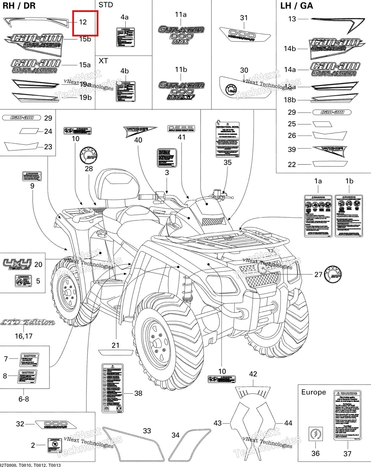 Деталь 704901257 на схеме узла 2008 Can-Am Outlander MAX 800 LTD Decals