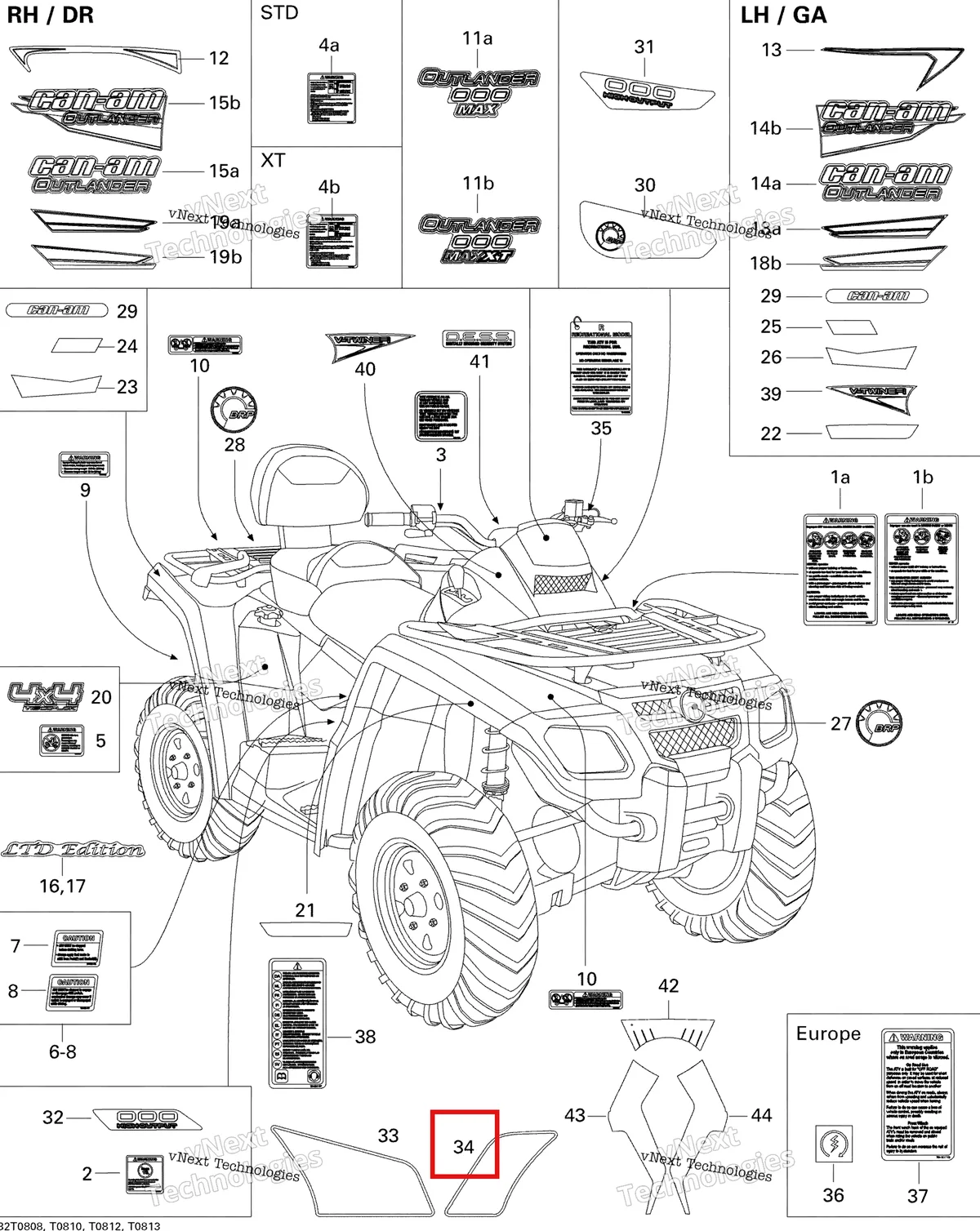 Деталь 704901258 на схеме узла 2008 Can-Am Outlander MAX 800 LTD Decals