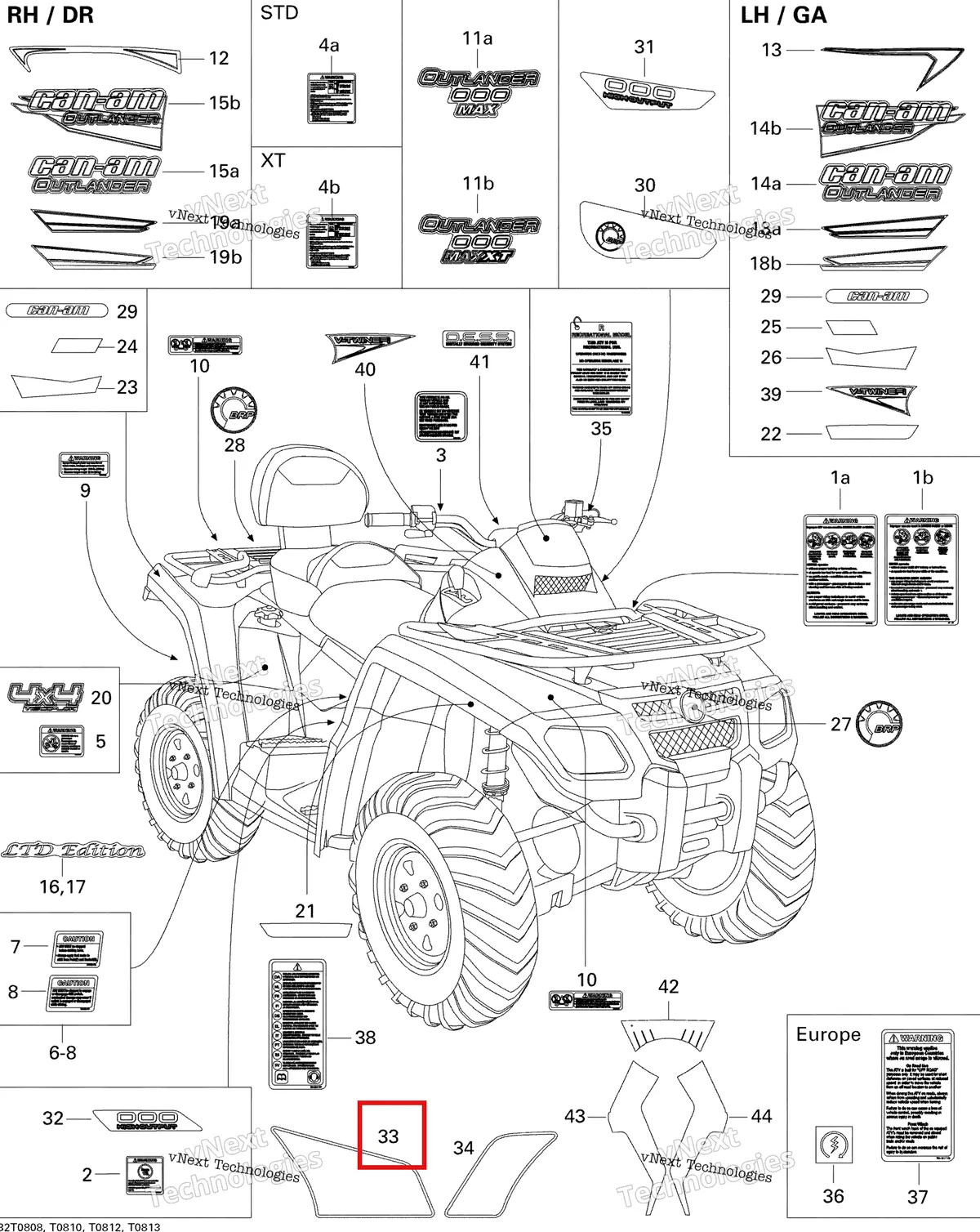 Деталь 704901259 на схеме узла 2008 Can-Am Outlander MAX 800 LTD Decals