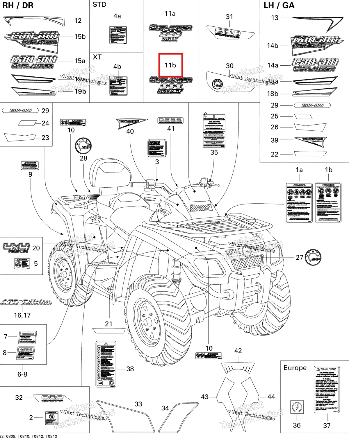 Деталь 704901274 на схеме узла 2008 Can-Am Outlander MAX 650 XT Decals Xt