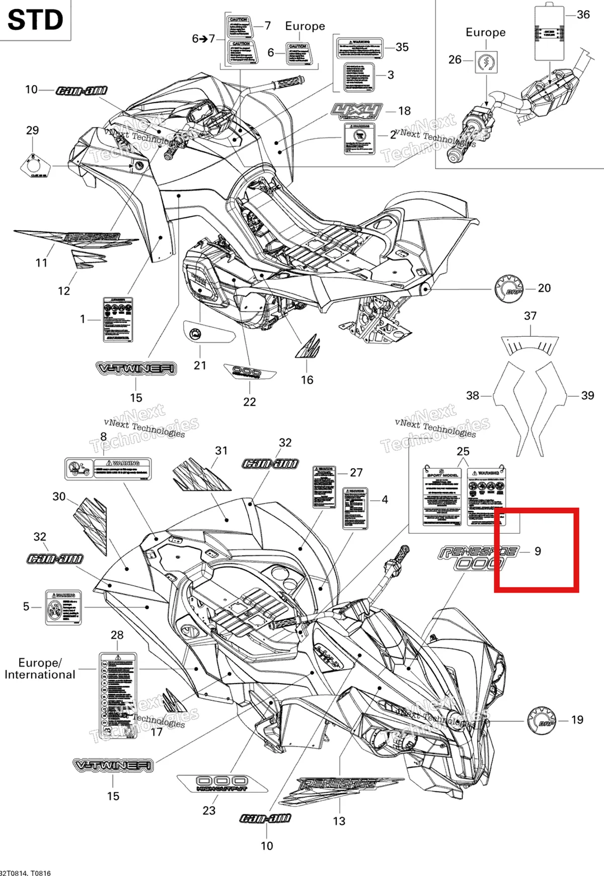 Деталь 704901296 на схеме узла 2008 Can-Am Renegade 800 Decals