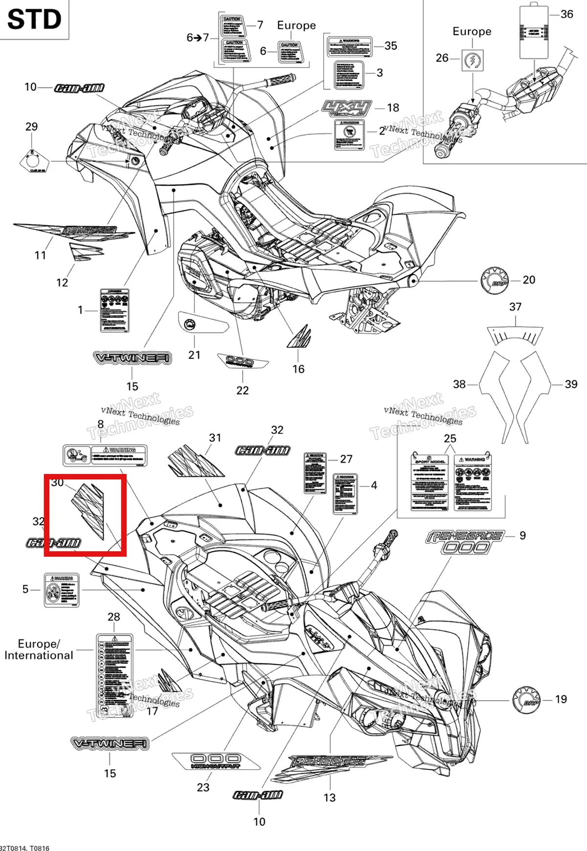 Деталь 704901297 на схеме узла 2008 Can-Am Renegade 500 Decals