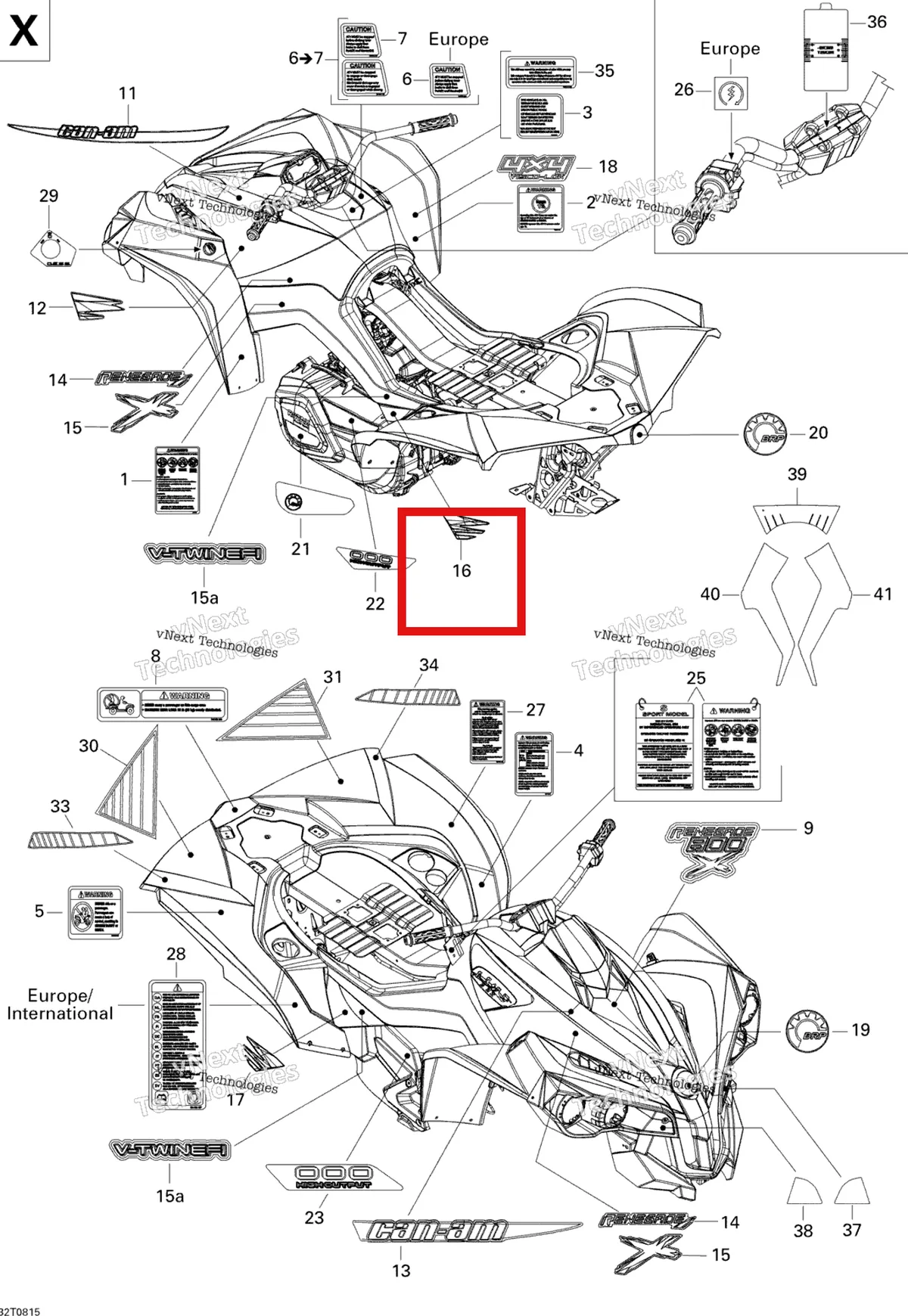 Деталь 704901303 на схеме узла 2008 Can-Am Renegade 800 X Decals