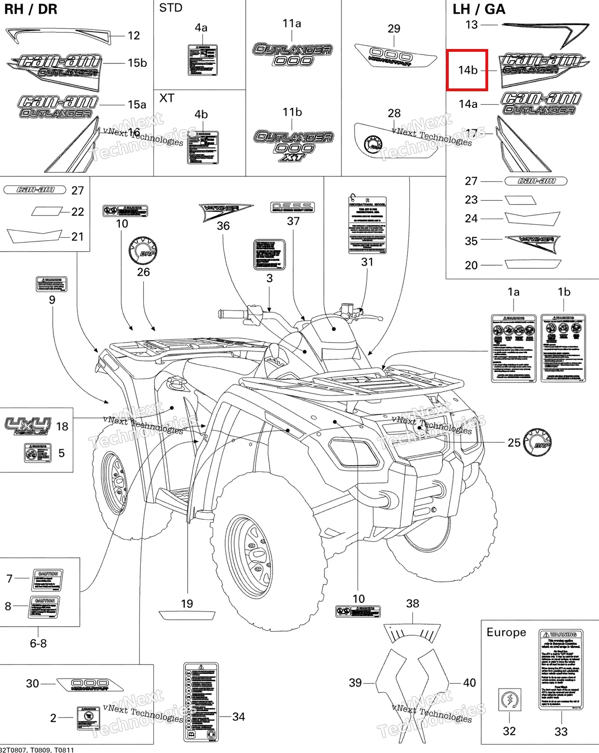 Деталь 704901360 на схеме узла 2008 Can-Am Outlander 500 STD Decals Std