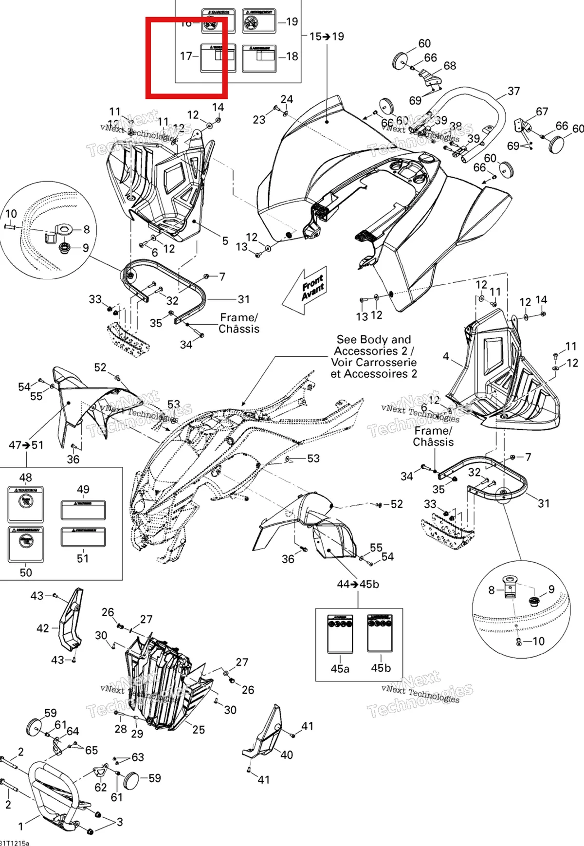 Деталь 704901365 на схеме узла 2015 Can-Am DS 450EFI STD Body And Accessories 1