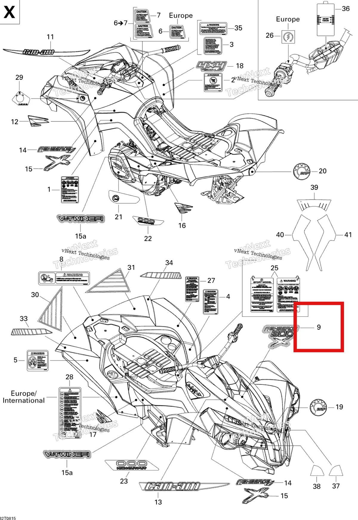 Деталь 704901368 на схеме узла 2008 Can-Am Renegade 800 X Decals